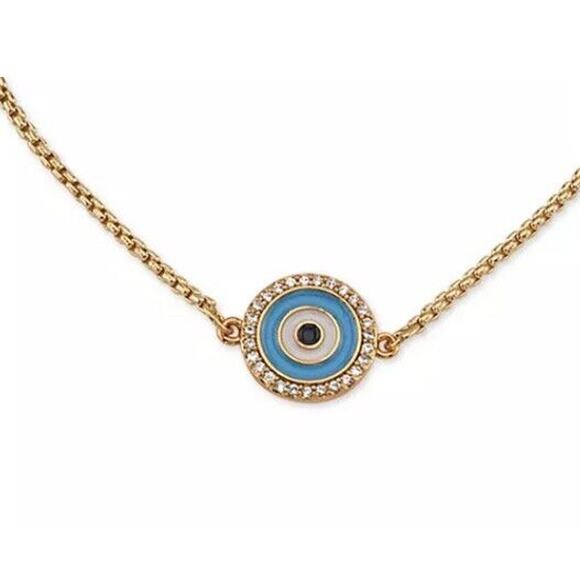 Unwritten 14K Gold Plated Evil Eye Crystal Bolo Bracelet Chic Trendy Stylish NEW - Picture 2 of 5